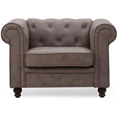 MENZZO Grand fauteuil Chesterfield Vintage Marron - Publicité MENZZO Grand fauteuil Chesterfield Vintage Marron - Publicité