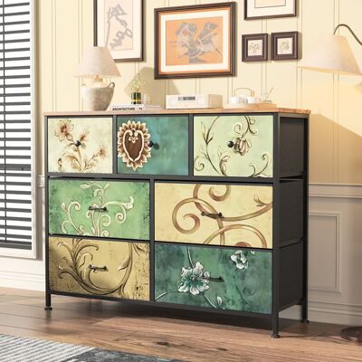 JYCRA Commode de chambre à coucher commode en tissu à 7 tiroirs de style bohème tour de rangement armoire à tiroirs multifonctionnelle Noir - Publicité JYCRA Commode de chambre à coucher commode en tissu à 7 tiroirs de style bohème tour de rangement armoire à tiroirs multifonctionnelle Noir - Publicité