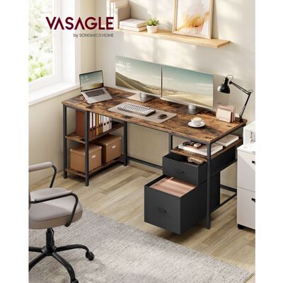 VASAGLE Bureau d’Ordinateur avec Rangement 3 Étagères 2 Tiroirs 160 x 60 x 76 cm pour Bureau Salon Marron Rustique et Noir Mat Marron - Publicité VASAGLE Bureau d’Ordinateur avec Rangement 3 Étagères 2 Tiroirs 160 x 60 x 76 cm pour Bureau Salon Marron Rustique et Noir Mat Marron - Publicité