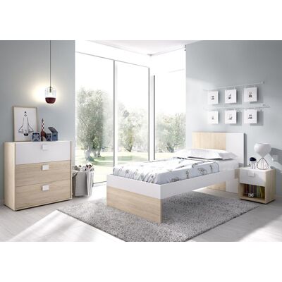 PEGANE Ensemble chambre à coucher complète (lit 190x90 cm avec 2 tiroirs + table de chevet + commode ) Blanc - Publicité PEGANE Ensemble chambre à coucher complète (lit 190x90 cm avec 2 tiroirs + table de chevet + commode ) Blanc - Publicité