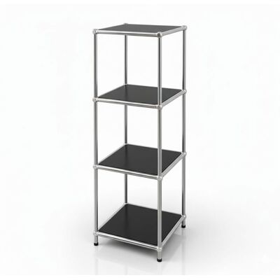 FLOORDIREKT Étagère métal chromé design épuré Concept Epuré MK-005 L30 × P30 × H89 cm Noir Noir - Publicité FLOORDIREKT Étagère métal chromé design épuré Concept Epuré MK-005 L30 × P30 × H89 cm Noir Noir - Publicité