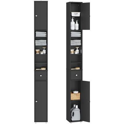 SoBuy Meuble Salle de Bain Colonne Salle de Bain 180cm Armoire de Rangement Étroite 20x20cm avec Étagères Réglables et Tiroir Noir Noir - Publicité SoBuy Meuble Salle de Bain Colonne Salle de Bain 180cm Armoire de Rangement Étroite 20x20cm avec Étagères Réglables et Tiroir Noir Noir - Publicité