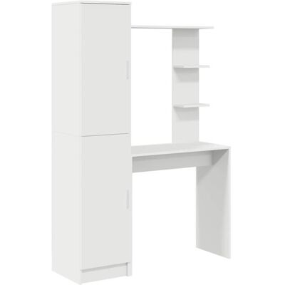 Bureau avec rangement - vidaXL - Blanc - Bois dingénierie - 78.5x37x154.5 cm - 6 étagères - 2 portes Blanc - Publicité Bureau avec rangement - vidaXL - Blanc - Bois dingénierie - 78.5x37x154.5 cm - 6 étagères - 2 portes Blanc - Publicité