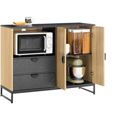 Meuble de rangement cuisine - SOBUY - 107x40x85 cm - Niche micro-ondes Ø6 cm - Porte-verres intégré - Étagère réglable Marron - Publicité Meuble de rangement cuisine - SOBUY - 107x40x85 cm - Niche micro-ondes Ø6 cm - Porte-verres intégré - Étagère réglable Marron - Publicité