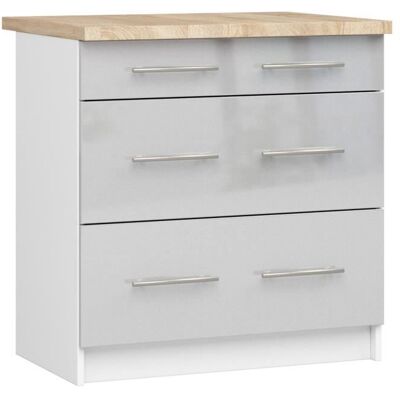 Meuble de cuisine bas AKORD S80 OLIWIA modulable Blanc 80 cm 3 tiroirs façade Métallique Brillant 80x46x85 cm Blanc - Publicité Meuble de cuisine bas AKORD S80 OLIWIA modulable Blanc 80 cm 3 tiroirs façade Métallique Brillant 80x46x85 cm Blanc - Publicité