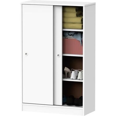 PEGANE Armoire Richmond avec 2 portes coulissantes coloris blanc - Hauteur 120 x Longueur 74 x Profondeur 33 cm Blanc - Publicité PEGANE Armoire Richmond avec 2 portes coulissantes coloris blanc - Hauteur 120 x Longueur 74 x Profondeur 33 cm Blanc - Publicité