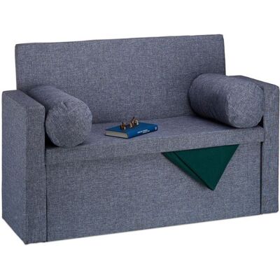 Relaxdays Banc dossier 2 places banquette coffre de rangement pliable assise pratique pliant HxlxP: 75x115x47 cm gris Gris - Publicité Relaxdays Banc dossier 2 places banquette coffre de rangement pliable assise pratique pliant HxlxP: 75x115x47 cm gris Gris - Publicité