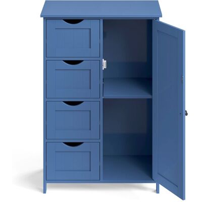VASAGLE Armoire de Rangement Salle de Bain Commode Compacte avec 4 Tiroirs Placard Porte Étagère Ajustable Bleu Bleu - Publicité VASAGLE Armoire de Rangement Salle de Bain Commode Compacte avec 4 Tiroirs Placard Porte Étagère Ajustable Bleu Bleu - Publicité