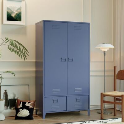 HAPPY GARDEN Armoire en métal 2 portes avec penderie bleu gris MAEVA Bleu - Publicité HAPPY GARDEN Armoire en métal 2 portes avec penderie bleu gris MAEVA Bleu - Publicité