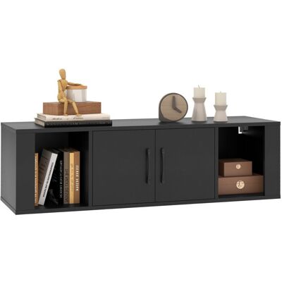 Meuble Étagère Murale à 2 Portes COSTWAY Armoire de Rangement Flottant avec 2 Cubes Ouverts sous Télévision Bureau de ConsoleNoir Noir - Publicité Meuble Étagère Murale à 2 Portes COSTWAY Armoire de Rangement Flottant avec 2 Cubes Ouverts sous Télévision Bureau de ConsoleNoir Noir - Publicité