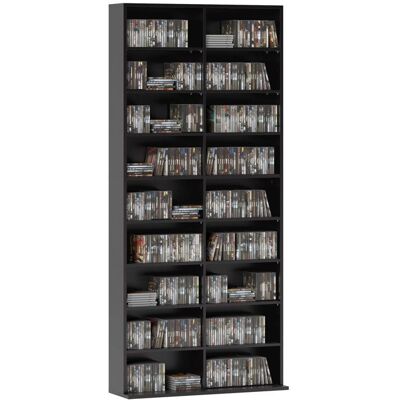 Rangements pour CD et DVD - HOMCOM - 18 compartiments - 640 CD/360 DVD/430 Blu-ray - panneau de particules - 785x24x175cm - noir Noir - Publicité Rangements pour CD et DVD - HOMCOM - 18 compartiments - 640 CD/360 DVD/430 Blu-ray - panneau de particules - 785x24x175cm - noir Noir - Publicité