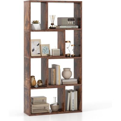COSTWAY Bibliothèque Géométrique 120 cm à 4 Niveaux 8 Cubes Etagère Ouverte de Rangement en Bois pour Salon Chambre Bureau Marron Marron - Publicité COSTWAY Bibliothèque Géométrique 120 cm à 4 Niveaux 8 Cubes Etagère Ouverte de Rangement en Bois pour Salon Chambre Bureau Marron Marron - Publicité