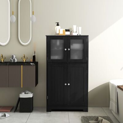 COSTWAY Meuble de Salle de Bain à 4 Portes 3 Étagères Réglables pour Salle de Bain Salon Cuisine 60 x 30 x 108 cm Noir Noir - Publicité COSTWAY Meuble de Salle de Bain à 4 Portes 3 Étagères Réglables pour Salle de Bain Salon Cuisine 60 x 30 x 108 cm Noir Noir - Publicité