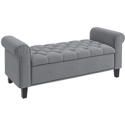 Banc de rangement - HOMCOM - avec accoudoirs - en tissu effet velours rembourré et capitonné - 126 x 485 x 57 cm - gris Gris - Publicité Banc de rangement - HOMCOM - avec accoudoirs - en tissu effet velours rembourré et capitonné - 126 x 485 x 57 cm - gris Gris - Publicité