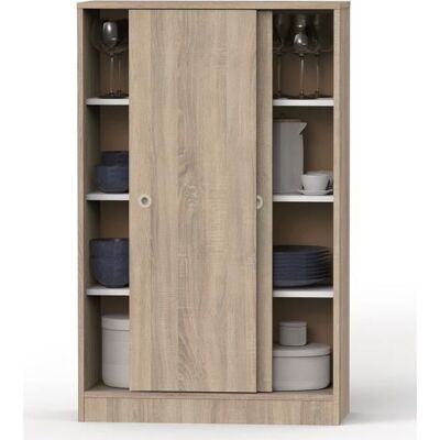 PEGANE Armoire Richmond avec 2 portes coulissantes coloris Cambrian - Hauteur 120 x Longueur 74 x Profondeur 33 cm Marron - Publicité PEGANE Armoire Richmond avec 2 portes coulissantes coloris Cambrian - Hauteur 120 x Longueur 74 x Profondeur 33 cm Marron - Publicité