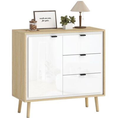 Buffet - HOMCOM - avec placard à 2 portes 3 tiroirs et étagère réglable - style moderne - 80 x 35 x 77 cm - blanc Blanc - Publicité Buffet - HOMCOM - avec placard à 2 portes 3 tiroirs et étagère réglable - style moderne - 80 x 35 x 77 cm - blanc Blanc - Publicité