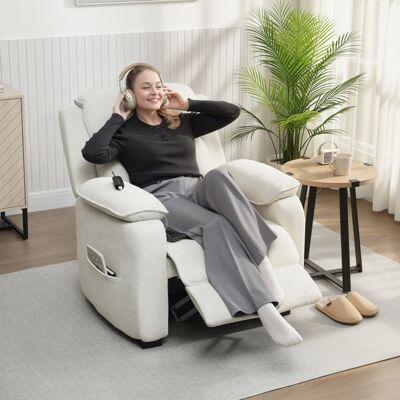 Generic Fauteuil relax électrique fauteuil inclinable port USB repose-pieds poches latérales télécommande 86x90x103cm crème - Publicité Generic Fauteuil relax électrique fauteuil inclinable port USB repose-pieds poches latérales télécommande 86x90x103cm crème - Publicité