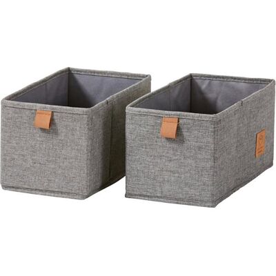 Boîtes de rangement tissu pliables - DOK - Lot de 2 - 15x30x15 cm - Lin gris - Pour commode et dressing Gris - Publicité Boîtes de rangement tissu pliables - DOK - Lot de 2 - 15x30x15 cm - Lin gris - Pour commode et dressing Gris - Publicité