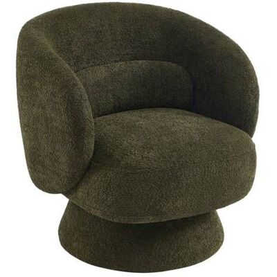 SWEEEK Fauteuil pivotant. rotatif 360° en tissu avec coussin kaki - L 76 x P 76 x H 76.5cm - Elias Vert - Publicité SWEEEK Fauteuil pivotant. rotatif 360° en tissu avec coussin kaki - L 76 x P 76 x H 76.5cm - Elias Vert - Publicité