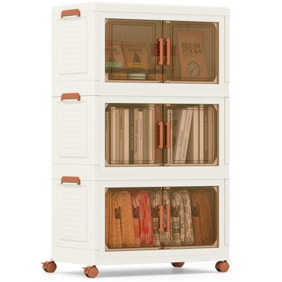 COSTWAY Boîte Rangement 156 L avec Couvercle 3 Caisses de Rangement Pliables Roues Universelles avec Freins pour Chambre Salon Blanc - Publicité COSTWAY Boîte Rangement 156 L avec Couvercle 3 Caisses de Rangement Pliables Roues Universelles avec Freins pour Chambre Salon Blanc - Publicité
