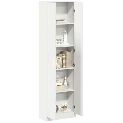 Armoire avec étagères - vidaXL - Blanc - Bois dingénierie - 55x25x189 cm - 5 étagères - 2 portes Blanc - Publicité Armoire avec étagères - vidaXL - Blanc - Bois dingénierie - 55x25x189 cm - 5 étagères - 2 portes Blanc - Publicité