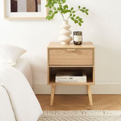 BAÏTA Lot de 2 tables de chevet JEANNE effet chêne - Beige Beige - Publicité BAÏTA Lot de 2 tables de chevet JEANNE effet chêne - Beige Beige - Publicité