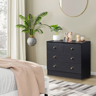ALIGHTUP Commode de chambre 4 tiroirs avec poignée Style scandinave moderne 66 x 33 x 56cm Noir Noir - Publicité ALIGHTUP Commode de chambre 4 tiroirs avec poignée Style scandinave moderne 66 x 33 x 56cm Noir Noir - Publicité