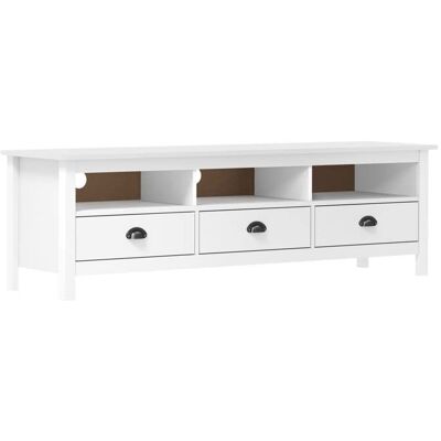 vidaXL Meuble TV Hill Range Blanc 158x40x47 cm Bois de pin solide 288928 Blanc - Publicité vidaXL Meuble TV Hill Range Blanc 158x40x47 cm Bois de pin solide 288928 Blanc - Publicité