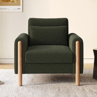 BLACKCOLOR Fauteuil moderne Vert accoudoirs coussin épais rembourrage moelleux pour salon ou bureau Vert - Publicité BLACKCOLOR Fauteuil moderne Vert accoudoirs coussin épais rembourrage moelleux pour salon ou bureau Vert - Publicité