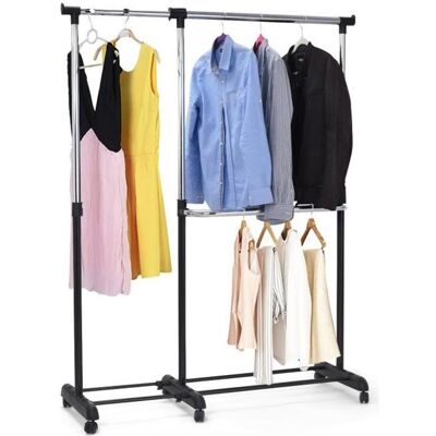 GIANTEX Portant à vêtements télescopique avec 6 roulettes penderie réglable en hauteur 93-168cm et longueur 91-160cm Noir - Publicité GIANTEX Portant à vêtements télescopique avec 6 roulettes penderie réglable en hauteur 93-168cm et longueur 91-160cm Noir - Publicité