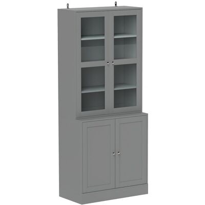 Bibliothèque - HOMCOM - 6 niveaux avec 4 portes dont 2 en verre trempé étagères réglables - MDF - 76x40x1785cm - gris Gris - Publicité Bibliothèque - HOMCOM - 6 niveaux avec 4 portes dont 2 en verre trempé étagères réglables - MDF - 76x40x1785cm - gris Gris - Publicité