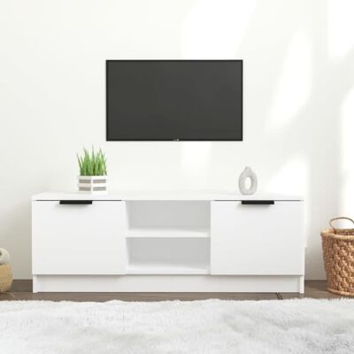 vidaXL Meuble TV Blanc 102x35x36,5 cm Bois stratifié - TV Cabinet - Publicité vidaXL Meuble TV Blanc 102x35x36,5 cm Bois stratifié - TV Cabinet - Publicité