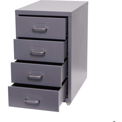DÉCOSHOP26 Caisson a tiroirs armoire de bureau 48x28x41 cm 4 tiroirs en acier gris fonce 04_0008262 Gris - Publicité DÉCOSHOP26 Caisson a tiroirs armoire de bureau 48x28x41 cm 4 tiroirs en acier gris fonce 04_0008262 Gris - Publicité