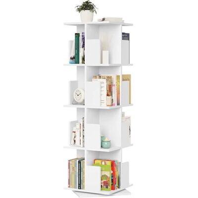 EUGAD Bibliothèque rotative 4 Niveaux en MDF étagère de Bureau de Rangement 39x39x128cm Blanc 0040SHG Blanc - Publicité EUGAD Bibliothèque rotative 4 Niveaux en MDF étagère de Bureau de Rangement 39x39x128cm Blanc 0040SHG Blanc - Publicité