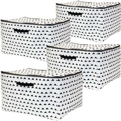 BOX AND BEYOND Lot 4 housses de rangement polycoton motif hills 545 x 435 x 325 cm Blanc - Publicité BOX AND BEYOND Lot 4 housses de rangement polycoton motif hills 545 x 435 x 325 cm Blanc - Publicité