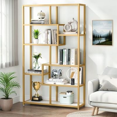 TOPESCT Bibliothèque à 8 Étagères Bibliothèque180 cm Étagère de Rangement Cadre en Acier Bibliothèque séparateur de pièce,Doré Jaune - Publicité TOPESCT Bibliothèque à 8 Étagères Bibliothèque180 cm Étagère de Rangement Cadre en Acier Bibliothèque séparateur de pièce,Doré Jaune - Publicité