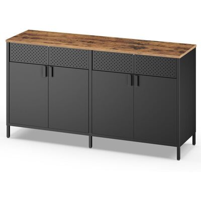 SONGMICS Buffet de Rangement en Acier Armoire à Double Porte pour Salon Fermeture Magnétique Métal Noir et Marron Noir - Publicité SONGMICS Buffet de Rangement en Acier Armoire à Double Porte pour Salon Fermeture Magnétique Métal Noir et Marron Noir - Publicité