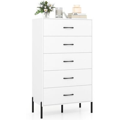 COSTWAY Armoire Rangement avec 5 Tiroirs Pieds et Poignées en Métal Kits Anti-Basculement pour Placard Chambre Salon Couloir - Publicité COSTWAY Armoire Rangement avec 5 Tiroirs Pieds et Poignées en Métal Kits Anti-Basculement pour Placard Chambre Salon Couloir - Publicité