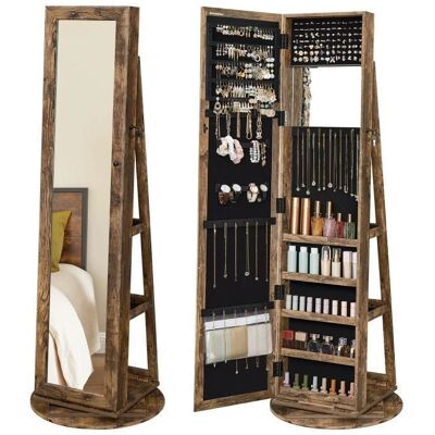 SONGMICS Armoire à bijoux avec grand miroir psyché Organisateur de bijoux étagères de rangement à larrière Marron Rustique Marron - Publicité SONGMICS Armoire à bijoux avec grand miroir psyché Organisateur de bijoux étagères de rangement à larrière Marron Rustique Marron - Publicité