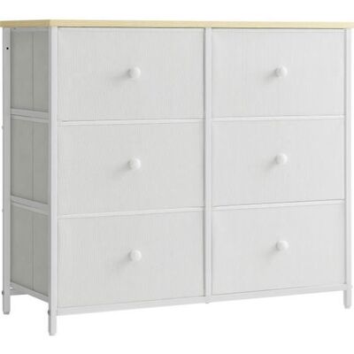 SONGMICS LTS323 - Blanc et Chêne - 6 Tiroirs - Tissu -commode - Publicité SONGMICS LTS323 - Blanc et Chêne - 6 Tiroirs - Tissu -commode - Publicité