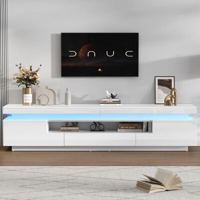 Merax Meuble TV LED Blanc Moderne Banc TV avec Rangements Portes L et Tiroir pour Téléviseur jusqu’à 75 Pouces 175 x 38 x 45 cm Blanc - Publicité Merax Meuble TV LED Blanc Moderne Banc TV avec Rangements Portes L et Tiroir pour Téléviseur jusqu’à 75 Pouces 175 x 38 x 45 cm Blanc - Publicité