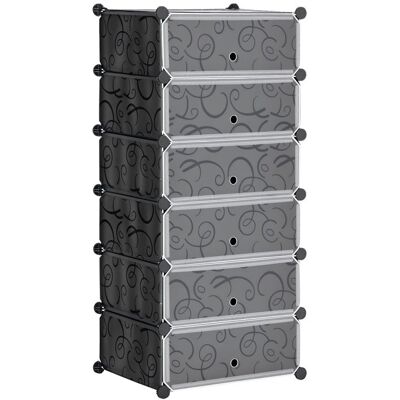 Armoire à chaussures - HOMCOM - modulable 6 cubes rectangulaires empilable plastique 12 paires - plastique - noir Gris - Publicité Armoire à chaussures - HOMCOM - modulable 6 cubes rectangulaires empilable plastique 12 paires - plastique - noir Gris - Publicité