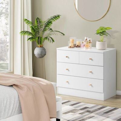 ALIGHTUP Commode de chambre 4 tiroirs avec poignée Style scandinave moderne 66 x 33 x 56cm Blanc Blanc - Publicité ALIGHTUP Commode de chambre 4 tiroirs avec poignée Style scandinave moderne 66 x 33 x 56cm Blanc Blanc - Publicité