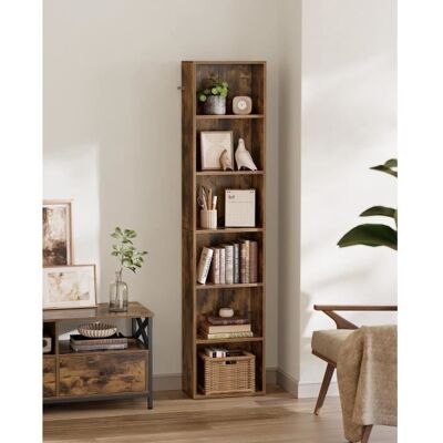VASAGLE Bibliothèque 6 Niveaux pour Salon Bureau Chambre Style Industriel 24 x 40 x 1785 cm Marron Rustique Marron - Publicité VASAGLE Bibliothèque 6 Niveaux pour Salon Bureau Chambre Style Industriel 24 x 40 x 1785 cm Marron Rustique Marron - Publicité