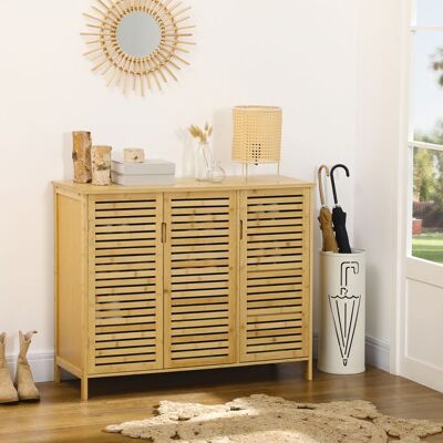 Generic Meuble à chaussures armoire à chaussures style naturel - 2 placards avec 8 étagères - en bambou bois naturel - Publicité Generic Meuble à chaussures armoire à chaussures style naturel - 2 placards avec 8 étagères - en bambou bois naturel - Publicité