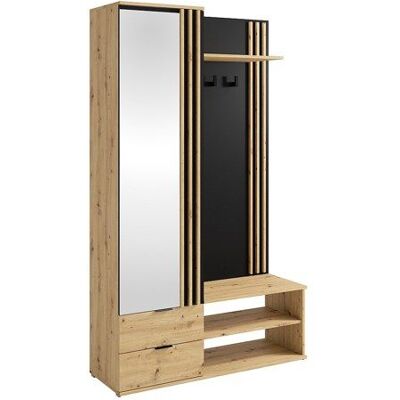 VENTE-UNIQUE Vestiaire avec miroir et rangements - Naturel et Noir - JANAKIA Noir - Publicité VENTE-UNIQUE Vestiaire avec miroir et rangements - Naturel et Noir - JANAKIA Noir - Publicité