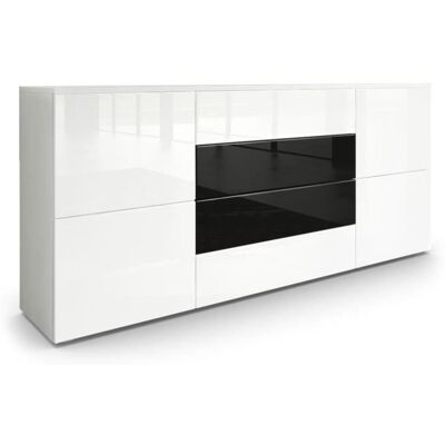 Vladon Buffet dressoir Rova en Blanc mat - Blanc haute brillance - Noir haute brillance Noir - Publicité Vladon Buffet dressoir Rova en Blanc mat - Blanc haute brillance - Noir haute brillance Noir - Publicité