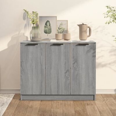 VIDAXL Buffet - Sonoma - 905x30x70 cm - Bois dingénierie - 3 portes - Style contemporain Gris - Publicité VIDAXL Buffet - Sonoma - 905x30x70 cm - Bois dingénierie - 3 portes - Style contemporain Gris - Publicité