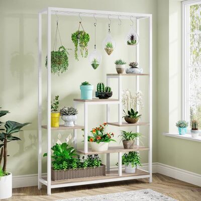 Support pour plantes dintérieur à 5 niveaux- Tribesigns- Étagère en métal de 180 cm avec 10 crochets de suspension en S Blanc Blanc - Publicité Support pour plantes dintérieur à 5 niveaux- Tribesigns- Étagère en métal de 180 cm avec 10 crochets de suspension en S Blanc Blanc - Publicité