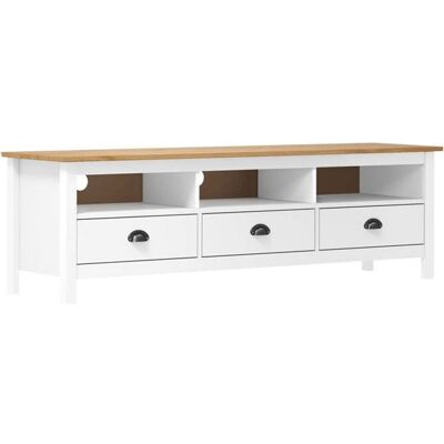 vidaXL Meuble TV Hill Range Blanc 158x40x47 cm Bois de pin solide 288930 Blanc - Publicité vidaXL Meuble TV Hill Range Blanc 158x40x47 cm Bois de pin solide 288930 Blanc - Publicité